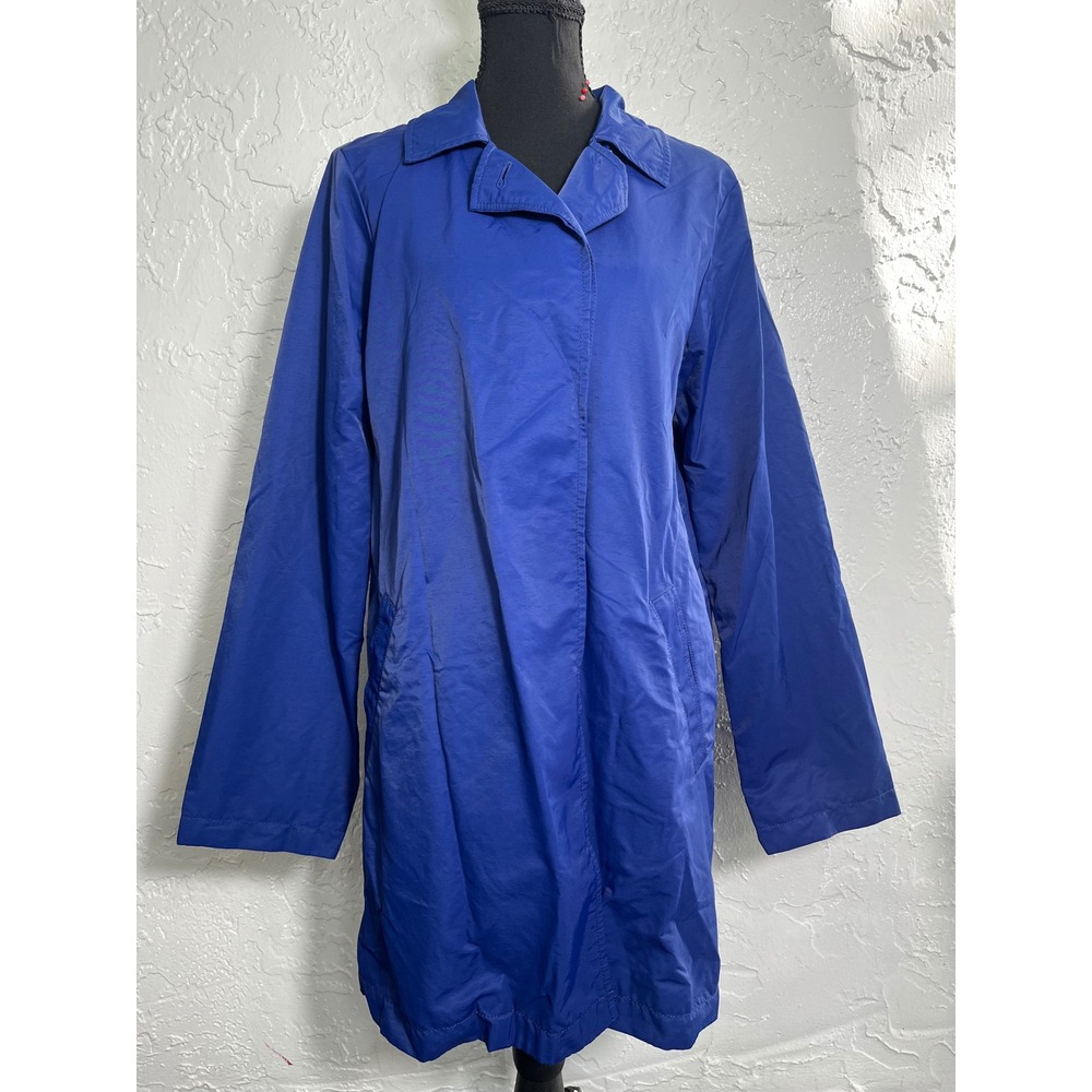 Eileen Fisher Women's S Cobalt Blue Lightweight Trench Coat Cotton Nylon